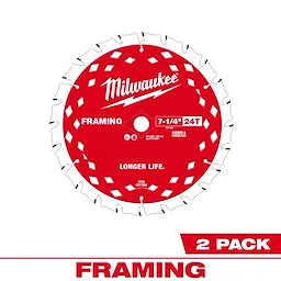 Milwaukee 48-40-0722 7-1/4 24T Framing Bade 2PK
