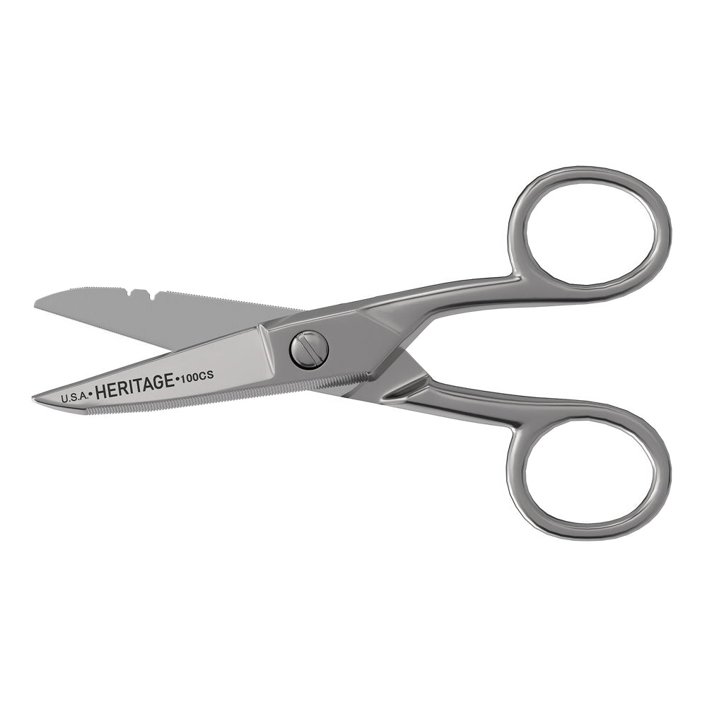 KLEIN 100CS Serrated Electrician Scissors with Stripping