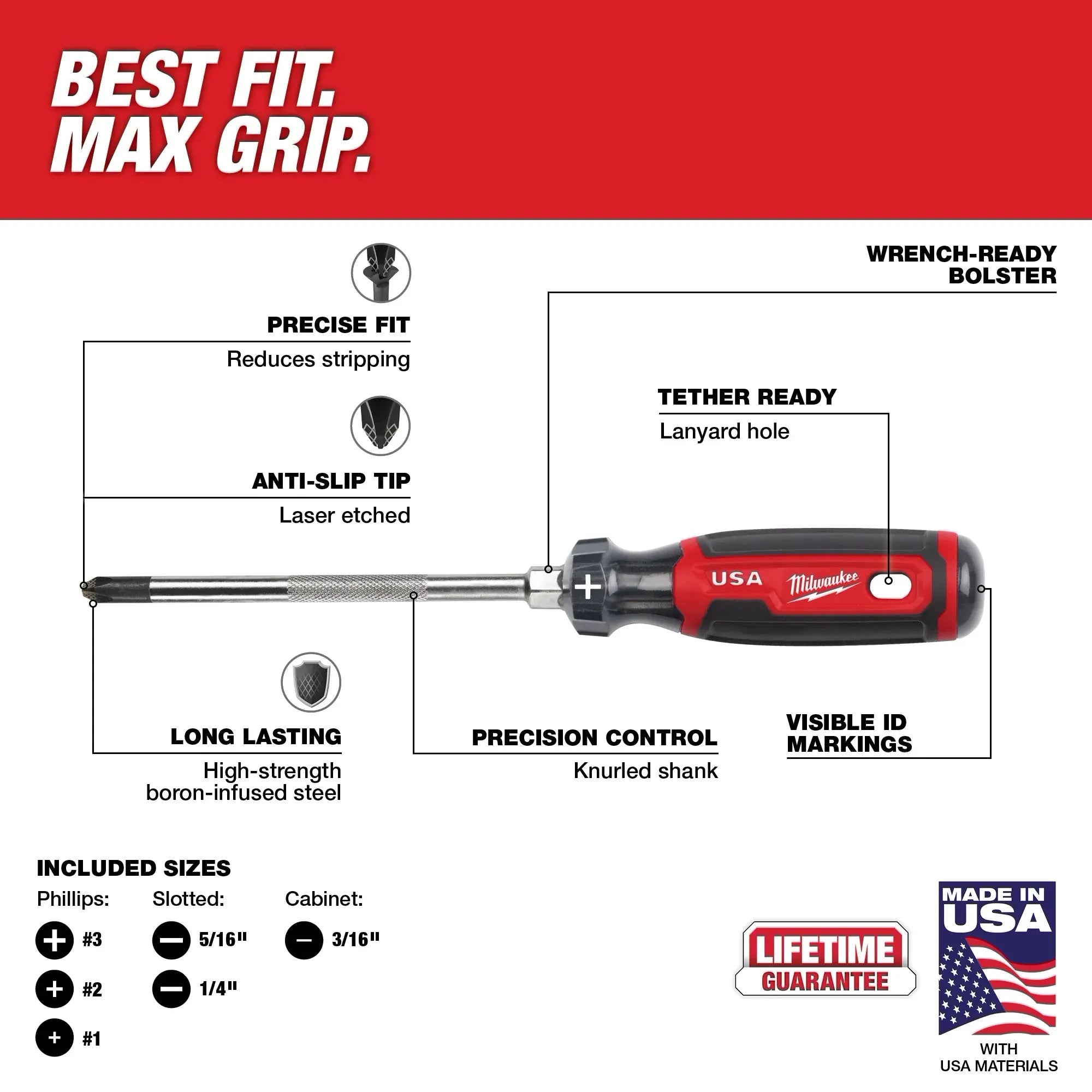 MILWAUKEE MT200-6 6PC CUSHION GRIP SCREWDRIVER SET