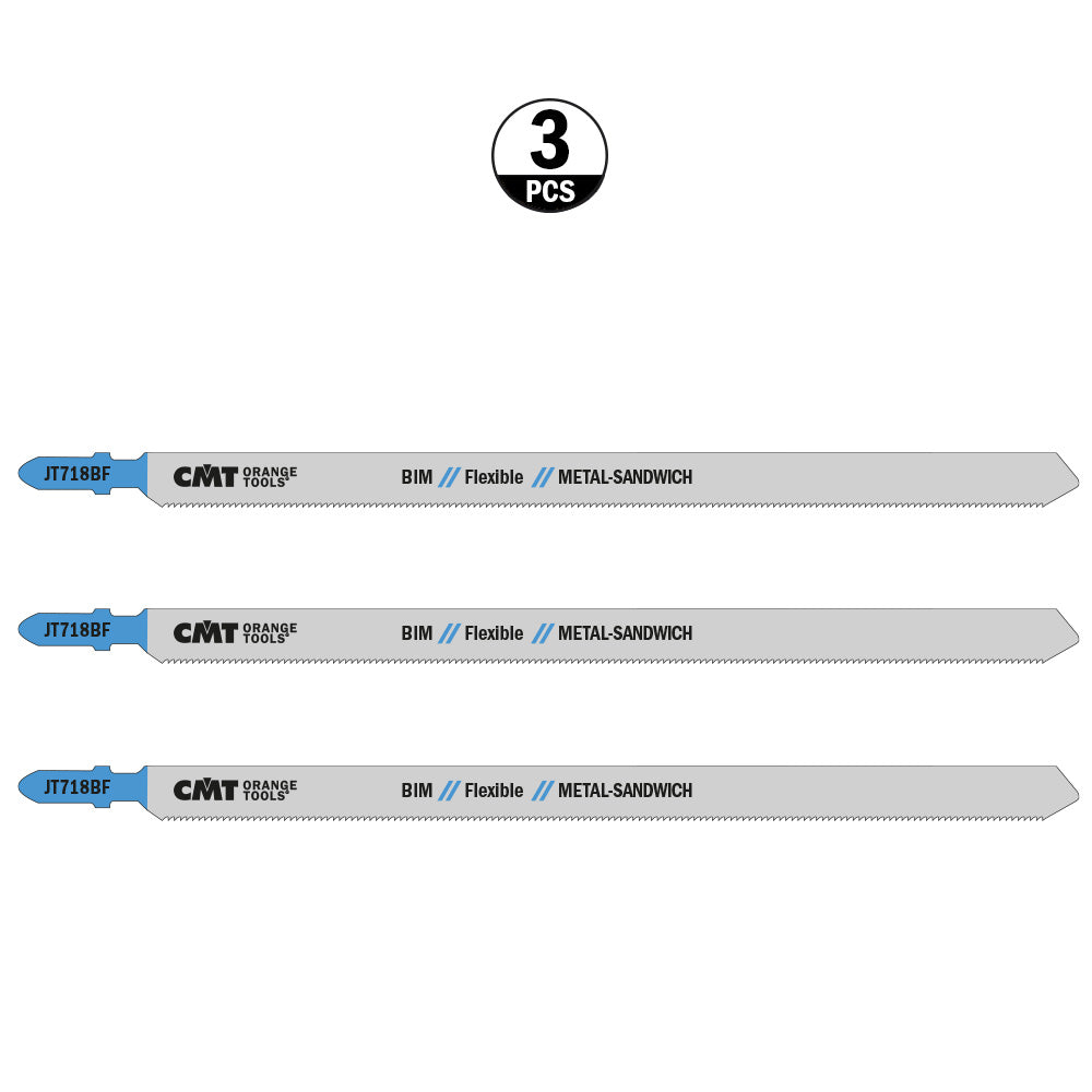 CMT JT718BF-3 JIG SAW BLADES METAL/SANDWICH PANEL (BIM) 7-1/4?x 14TPI (3-PCS.)
