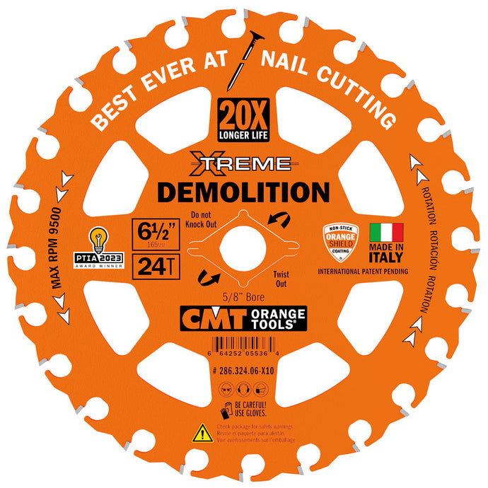 CMT 286.324.06 6-1/2" XTREME DEMOLITION BLADE B=5/8" 24T ATB