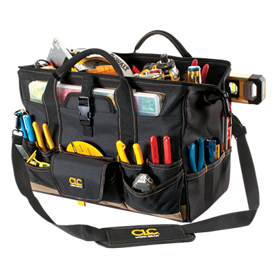 CLC 1535 18″ TOOL BAG W/ TOP-SIDE PLASTIC PARTS TRAY TRAY