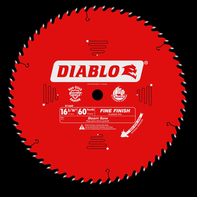 Diablo 16-5/16" x 1"arbor x 60-Teeth Fine Finish Saw Blade for Wood D1660X