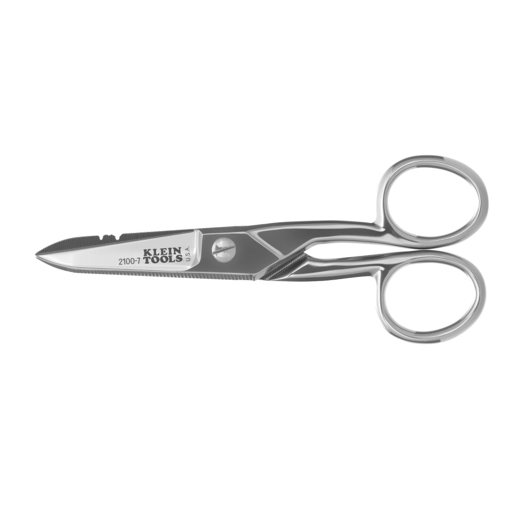 KLEIN 2100-7 Electrician's Scissors, Nickel Plated