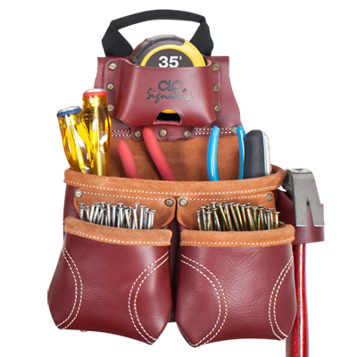 CLC 21428 10 Pocket Construction Worker's Heavy Duty Leather Nail & Tool Bag
