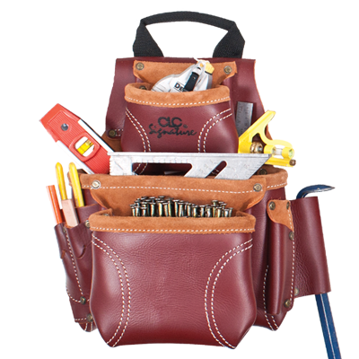 CLC 21685 8 Pocket Construction Worker's Heavy Duty Leather Tool & Nail Bag