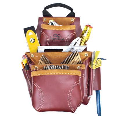 CLC 21687 9 Pocket - Construction Worker's Heavy Duty Leather Nail & Tool Bag