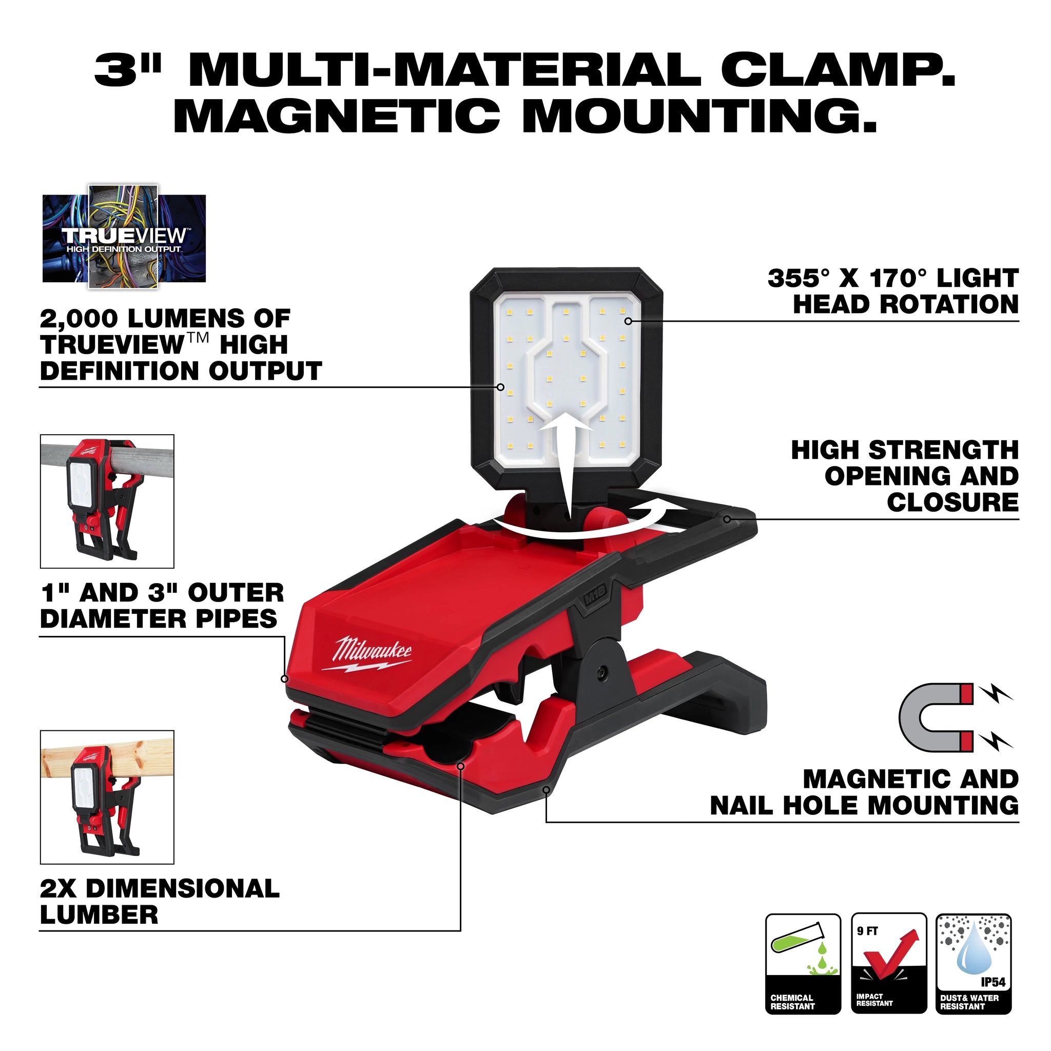 MILWAUKEE 2358-20 M18 CLAMPING FLOOD LIGHT