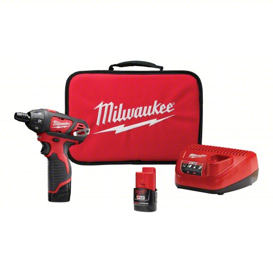Milwaukee 2401-22 Screwdriver Kit: 1/4 in Drive Size, 0 in-lb to 175 in-lb, 500 RPM Free Speed, 1.5 Ah, 12V, M12