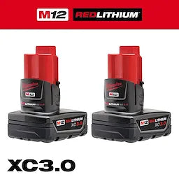 MILWAUKEE M12 RedLithium XC 3Ah Lithium-Ion High Capacity Battery Pack 2 pc 48-11-2412