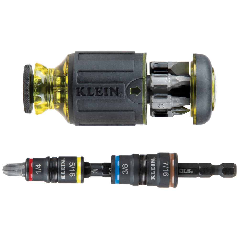 KLEIN 32308HD 12-in-1 Impact Rated Stubby Driver Set with Flip Sockets