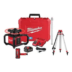 Milwaukee 3701-21T M18™ Red Exterior Rotary Laser Level Kit w/ Receiver, Tripod, & Grade Rod