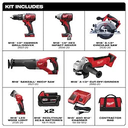 Milwaukee 2696-26 M18™ Cordless 6-Tool Combo Kit
