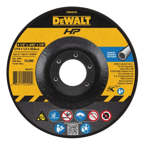 DeWalt DW8424S 4-1/2 x .045 x 7/8 HP T27 SS Cutting