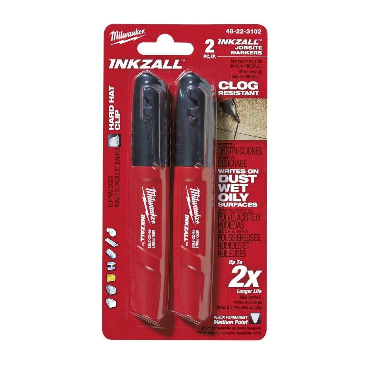 MILWAUKEE 48-22-3102 2PK BLACK MEDIUM POINT INKZALL MARKERS
