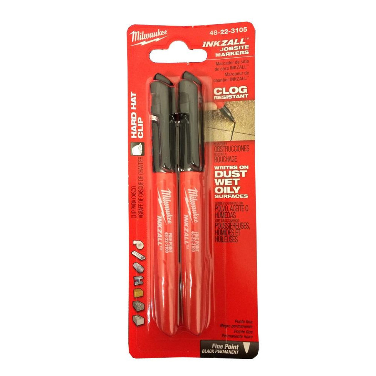 MILWAUKEE 48-22-3105 2PK FINE PT BLACK INKZALL MARKERS