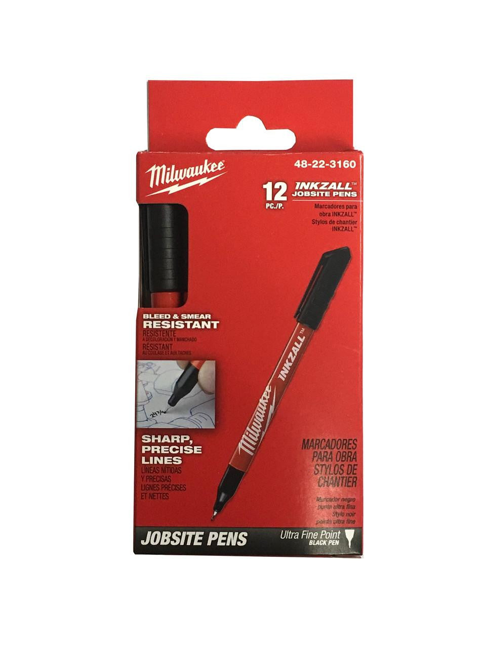 MILWAUKEE 48-22-3160 12PK BLACK UFP PENS