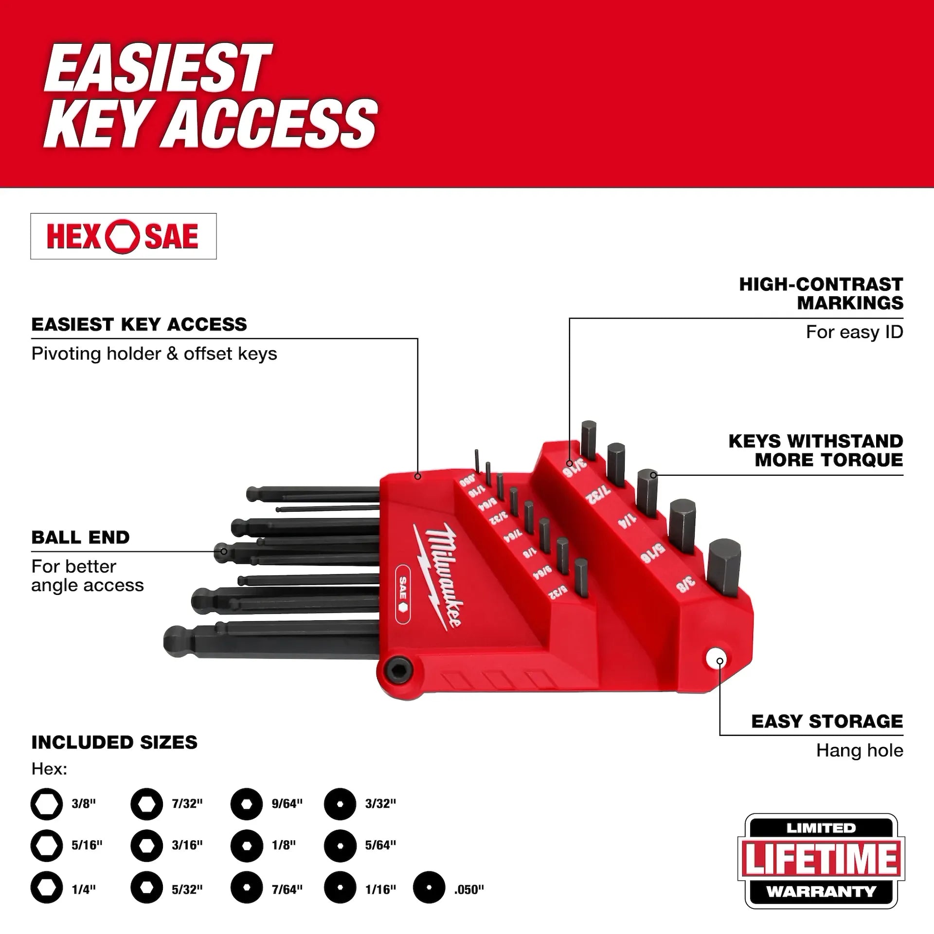 MILWAUKEE 48-22-2185 13PC L-KEY SET - SAE