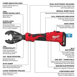 Milwaukee 2978-22K M18™ FORCE LOGIC™ 6T Linear Utility Crimper Kit w/ Kearney Jaw