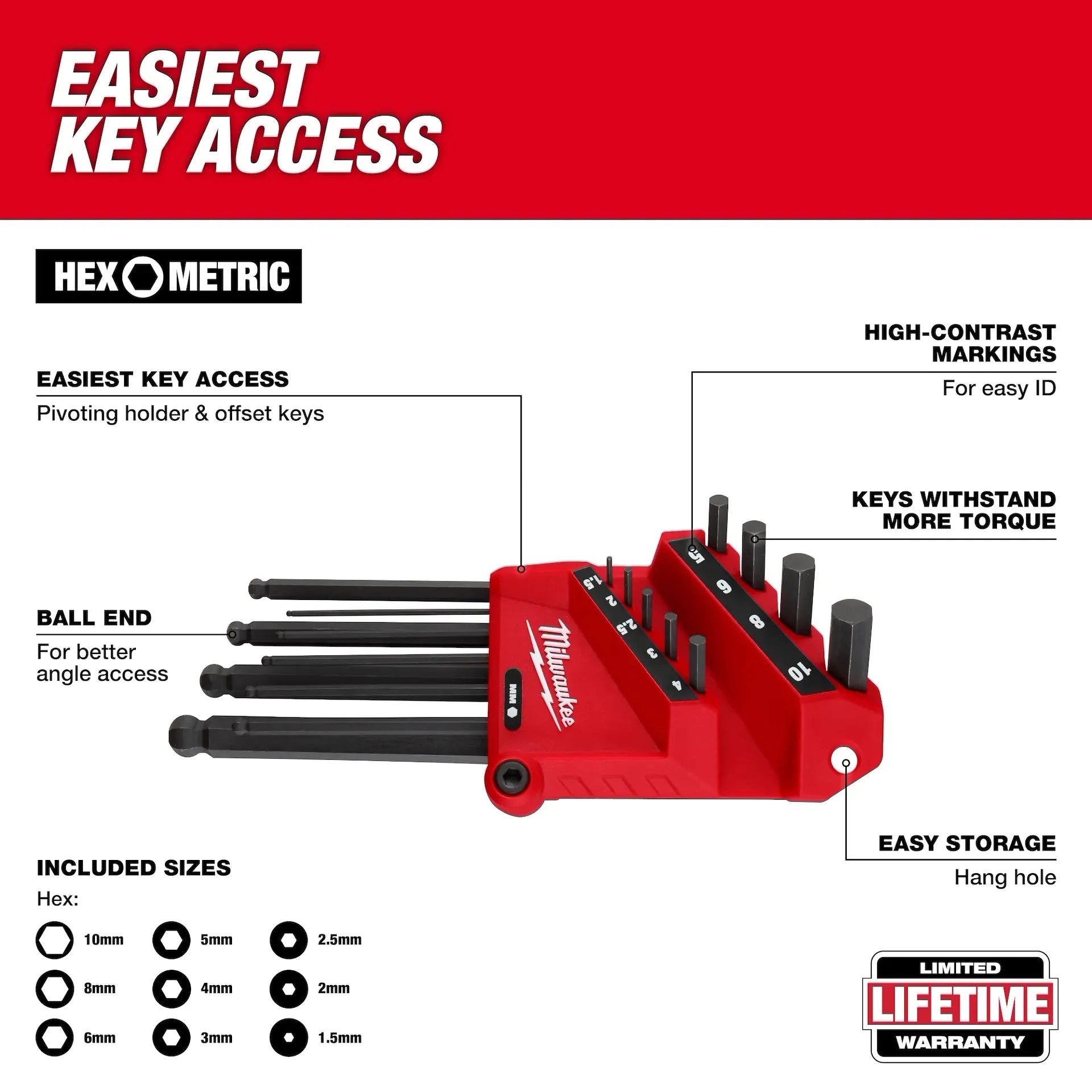 MILWAUKEE 48-22-2186 9PC L-KEY SET - METRIC