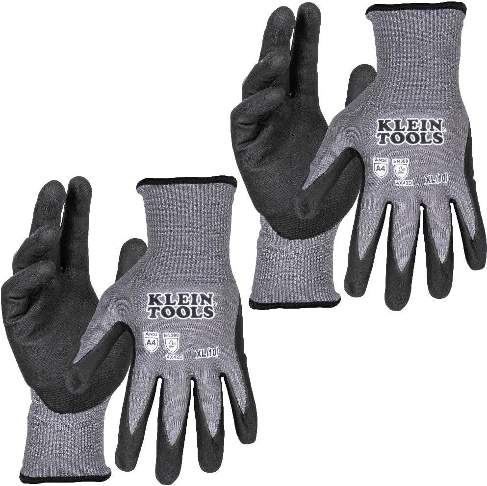 KLEIN60590Knit Dipped Gloves, Cut Level A4, Touchscreen, X-Large, 2-Pair