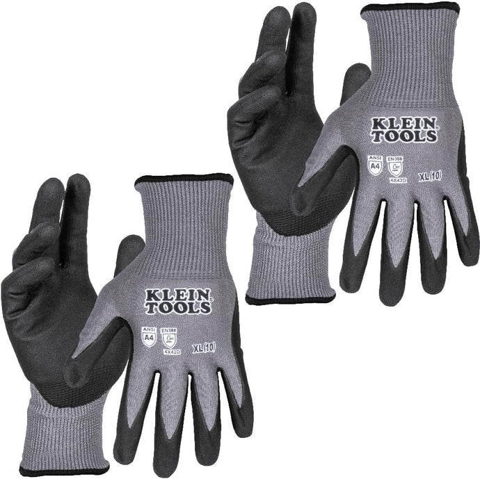 KLEIN60590Knit Dipped Gloves, Cut Level A4, Touchscreen, X-Large, 2-Pair