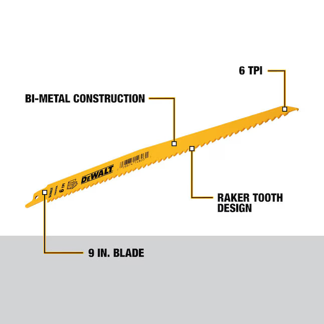 DeWalt DW4803N25 9IN 6TPI TAPER BK BLADE-25