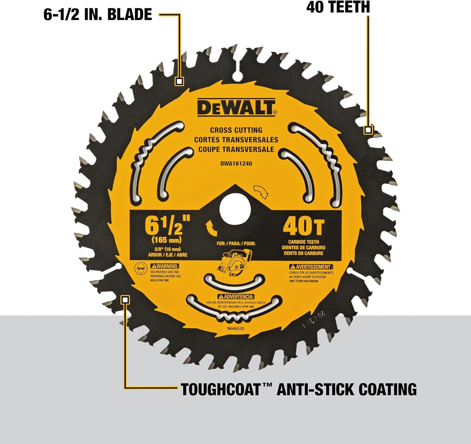 DeWalt DWA161240 6 1/2IN 40T BLISTER