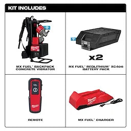 Milwaukee MXF371-2XC MX FUEL™ Backpack Concrete Vibrator Kit