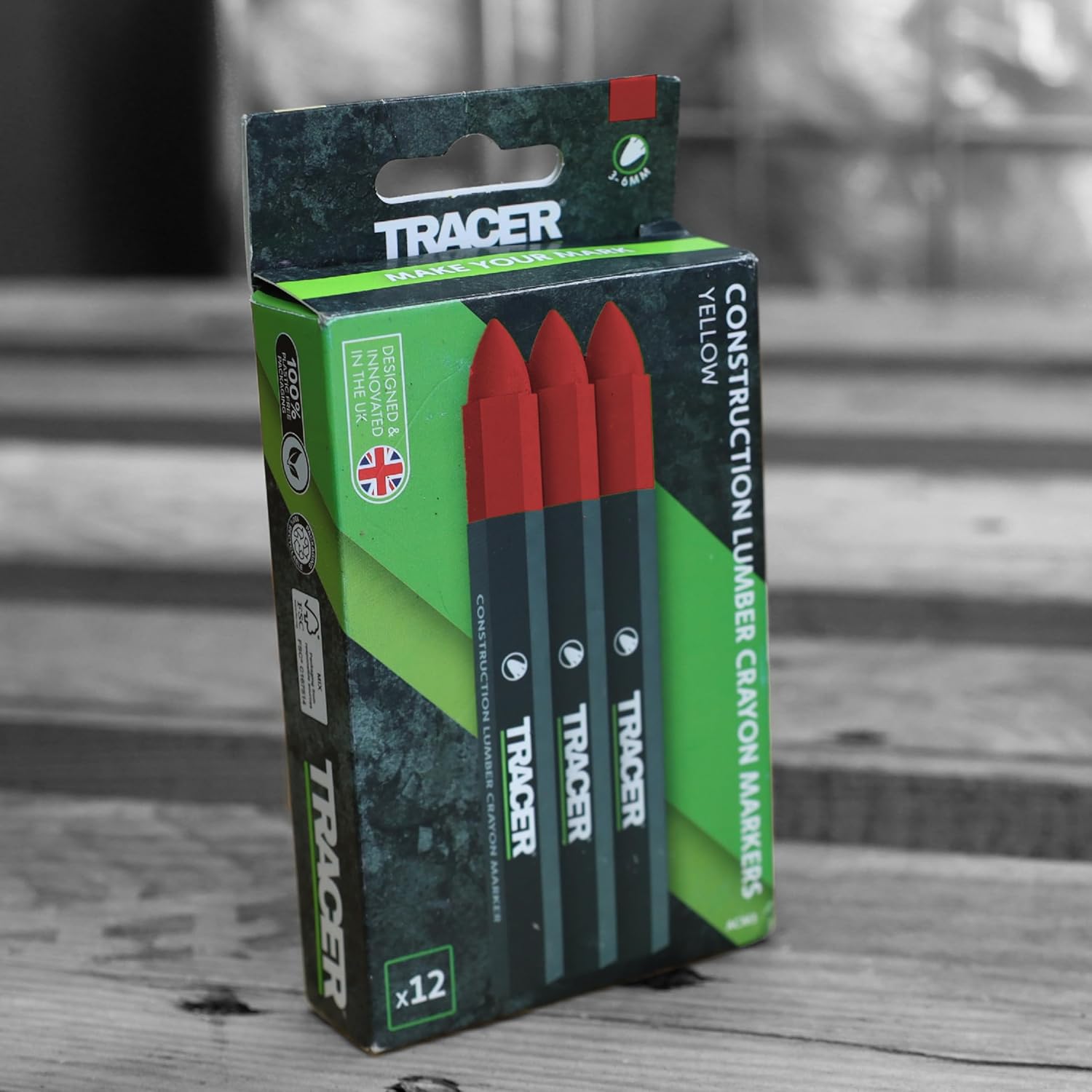 Tracer ACM2 Construction Lumber Crayons Markers (12pk) - Red