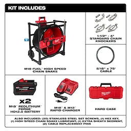 Milwaukee 2819-22 M18 FUEL™ High Speed Chain Snake for 1-1/2” – 4” Pipes