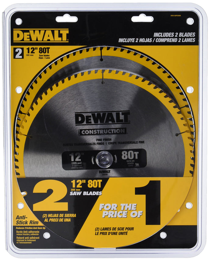 DeWalt DW3128P5D80I 12IN COMBO PACK (2) 80T SAW BLADES