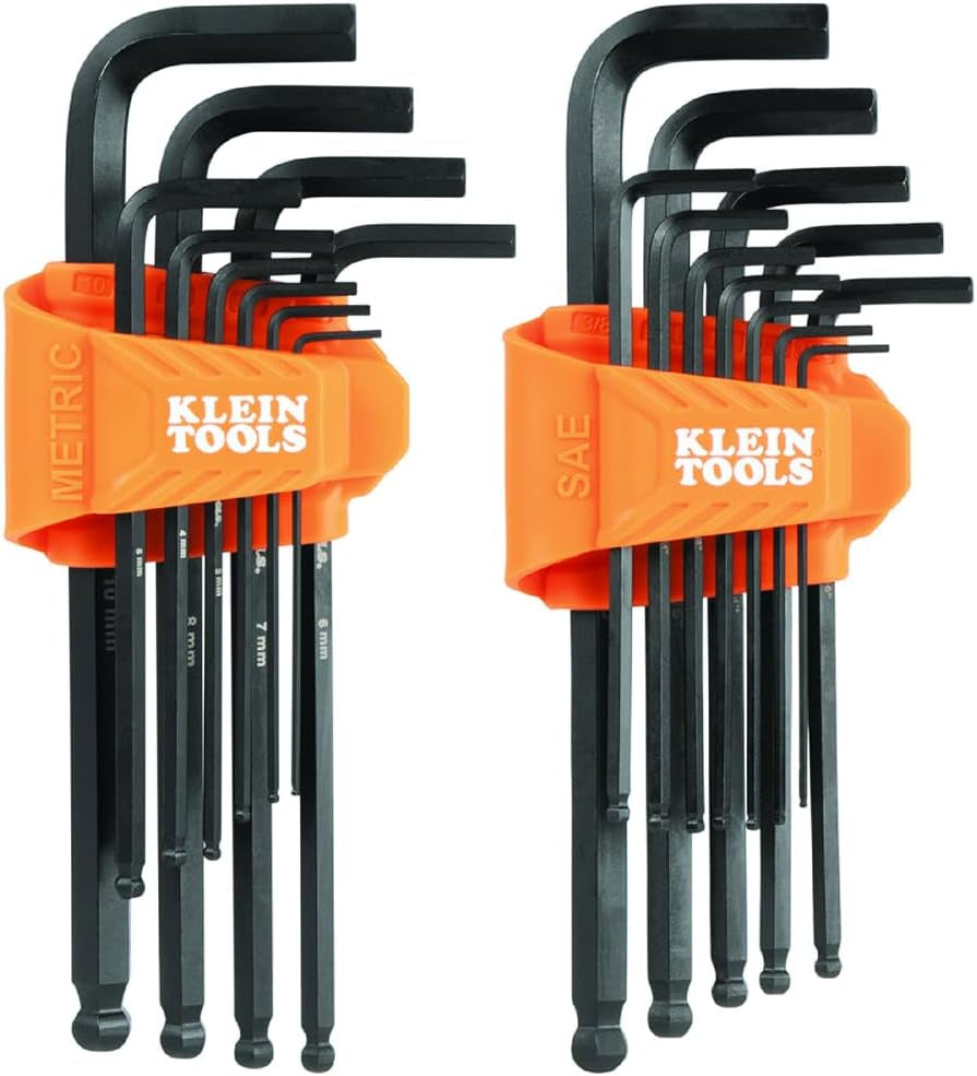 KLEIN BLS22 Long Ball End Hex Key Set, SAE and Metric, 22-Piece