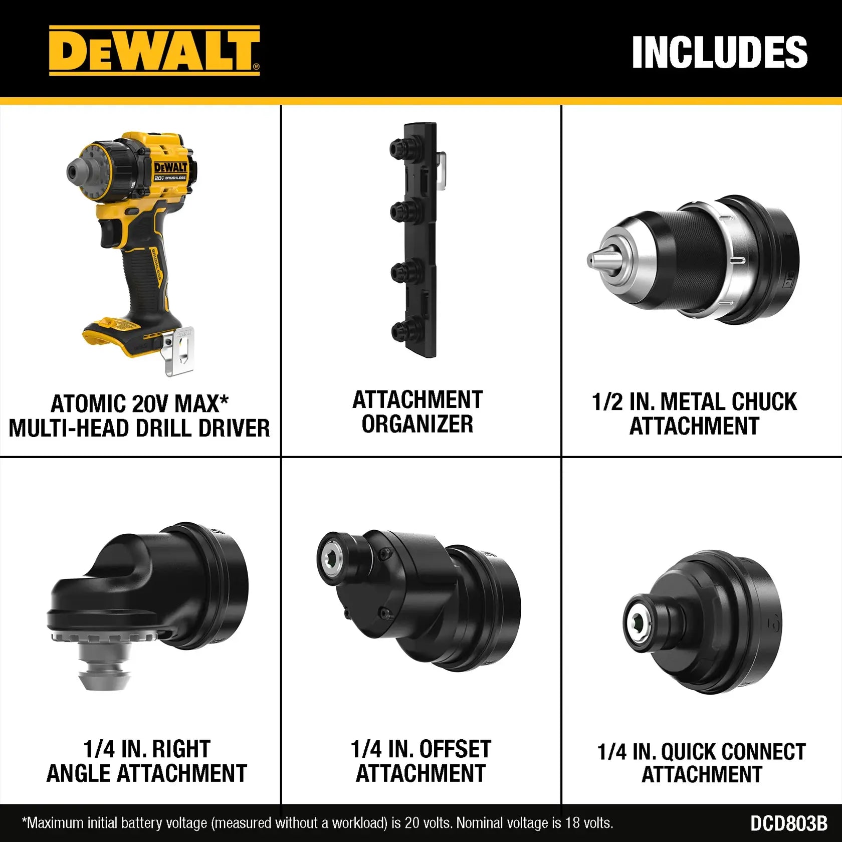 DeWalt DCD803B ATOMIC 20V MAX* MULTI-HEAD DRILL DRIVER (TOOL ONLY)