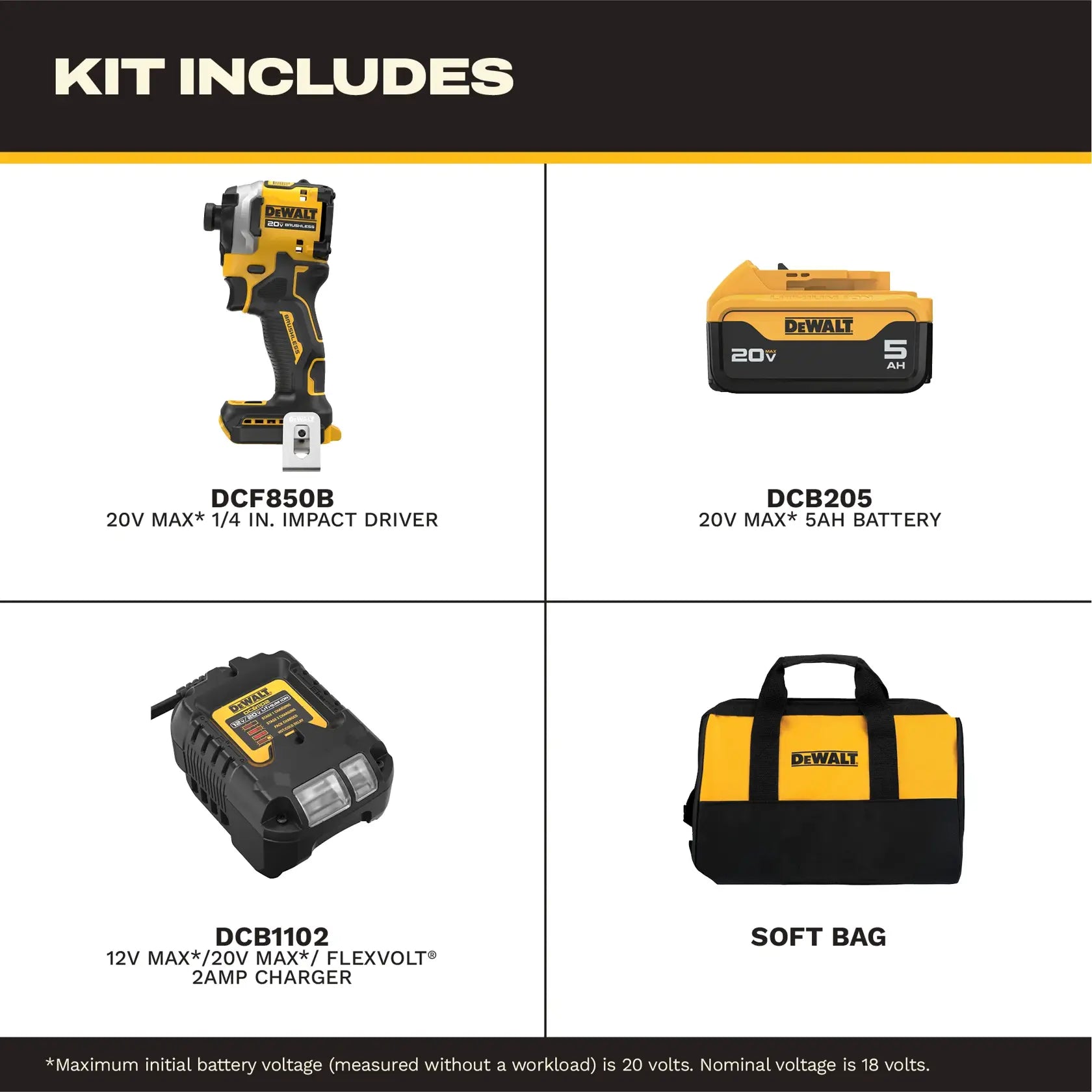 DeWalt DCF850P1 DEWALT 20V MAX ATOMIC IMPACT DRIVER-5AH