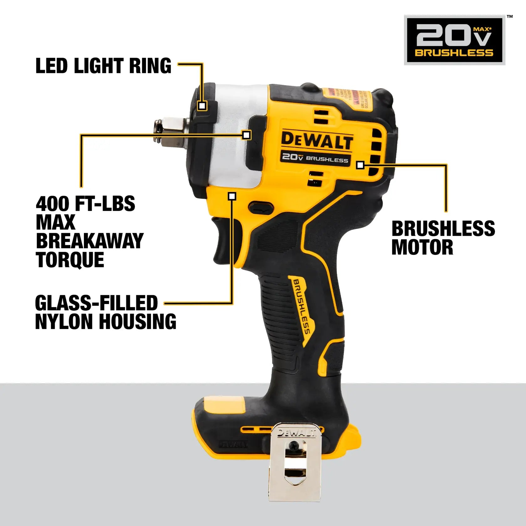 DEWALT 20V 1/2IN CMPCT IMP WRENCH (TOOL ONLY) DCF911B