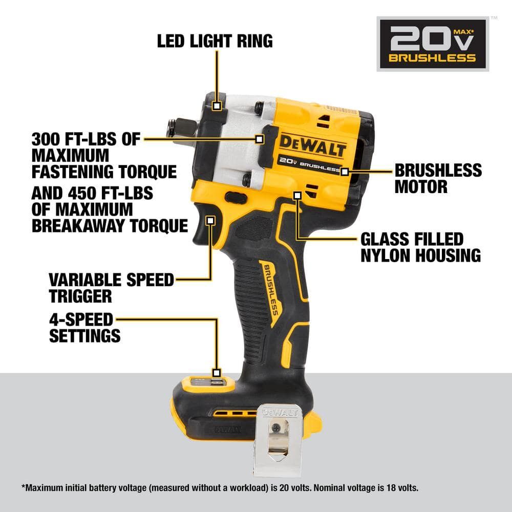 DEWALT DCF921B 20V MAX ATOMIC COMPACT 1/2
