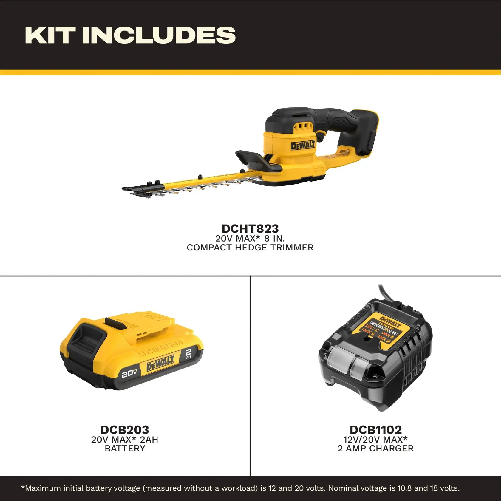 DeWalt DCHT823D1 DEWALT 8IN COMPACT HEDE TRIMMER KIT