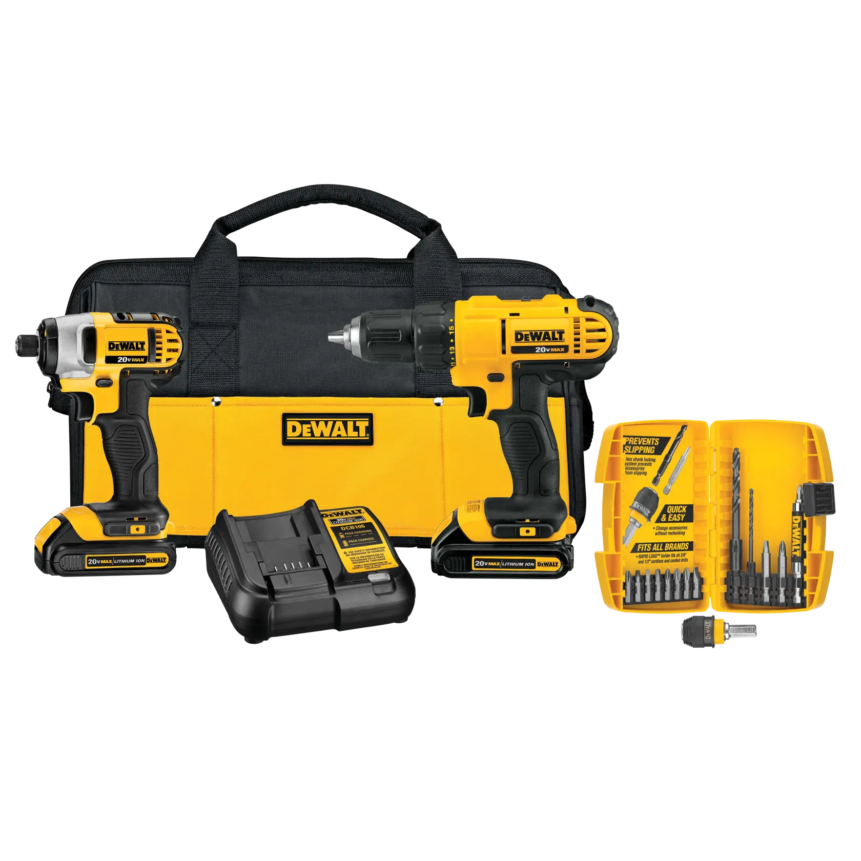 DeWalt DCK241C2 20V MAX LI-ION CMPCT 2-TL KIT/ACCY