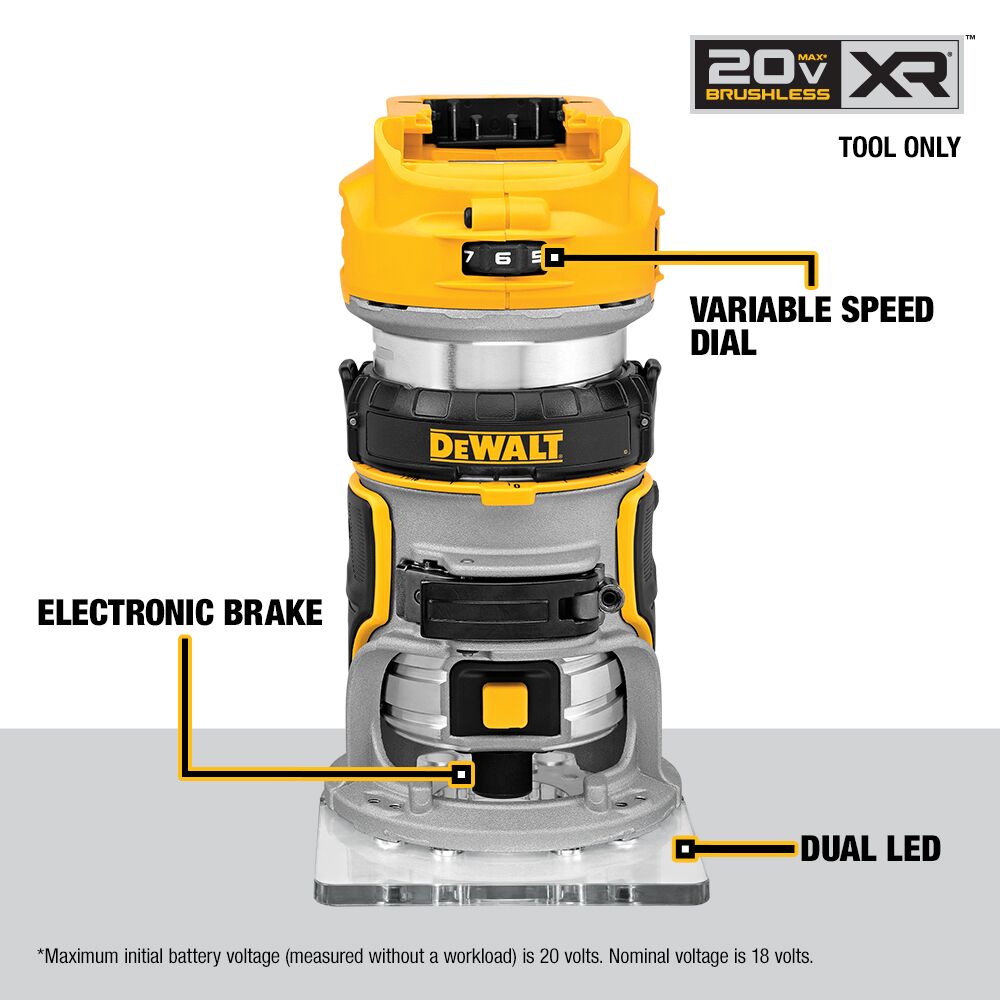 DEWALT DCW600B 20V MAX COMPACT ROUTER BARE