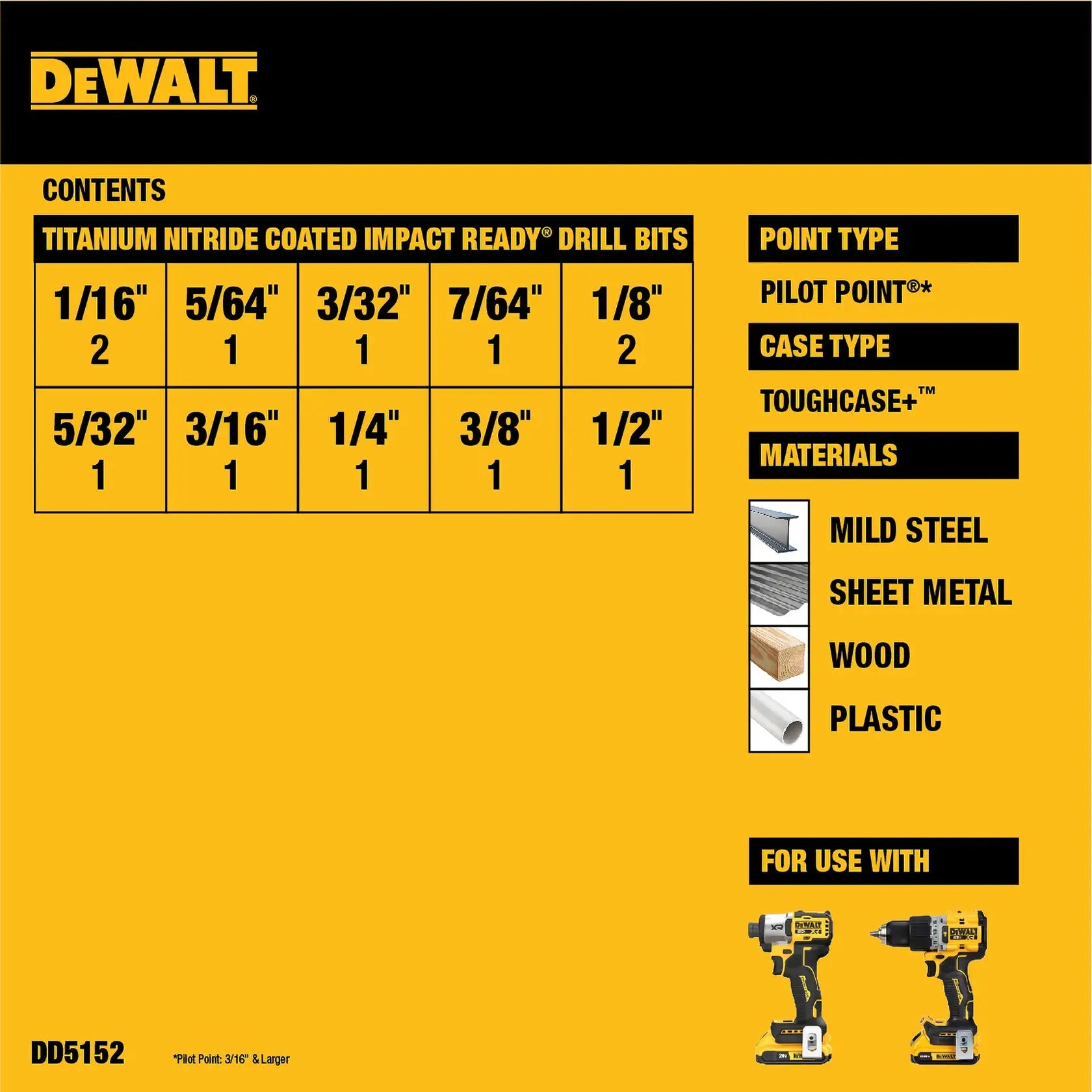 DeWalt DD5152 12PC TITANIUM IR DRILL BIT SET