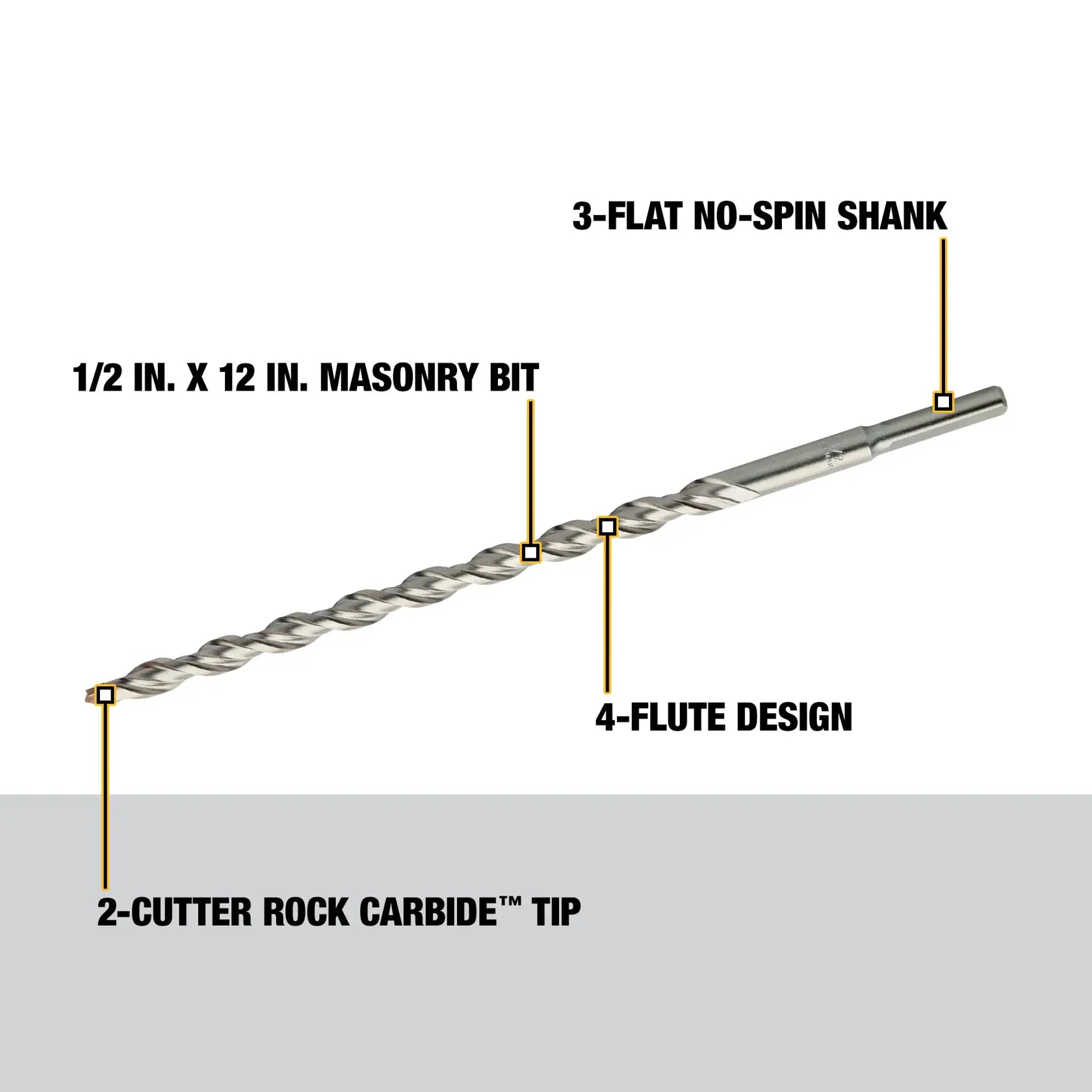 DeWalt DW5236 1/2X12 ROUND SHANK BIT