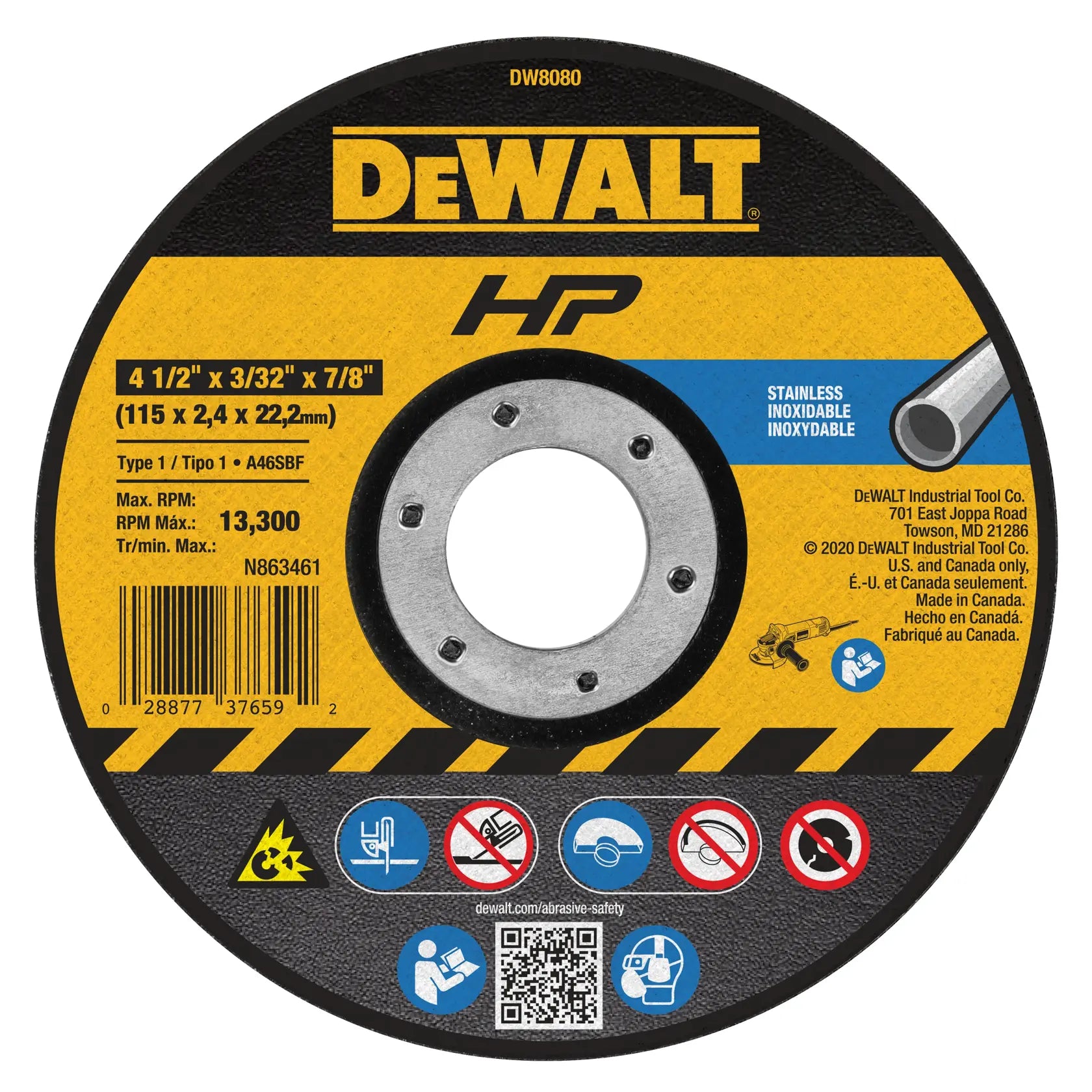 DeWalt DW8080 4-1/2 x 3/32 x 7/8 HP T1 CUT & NOTCH