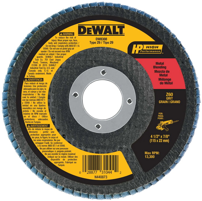 DeWalt DW8308 4-1/2 X 7/8 60G T29 HP FLAP