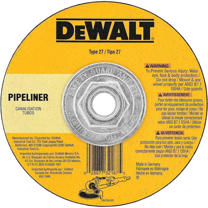 DeWalt DW8436 5X1/8X5/8-11IN PIPELINER CUT/GRIND WH