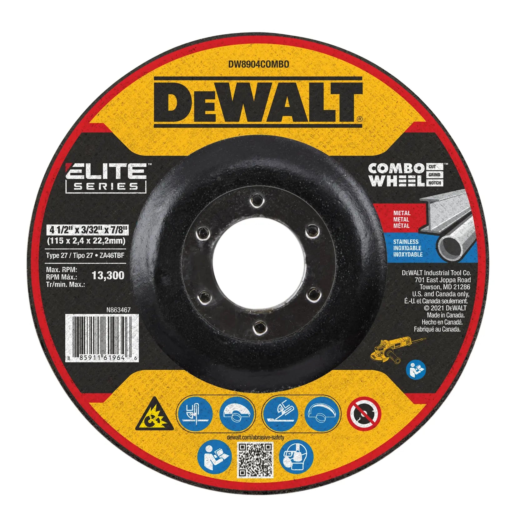 DeWalt DW8904COMBO 4-1/2 x 3/32 x 7/8 XP T27 Cut & Notch