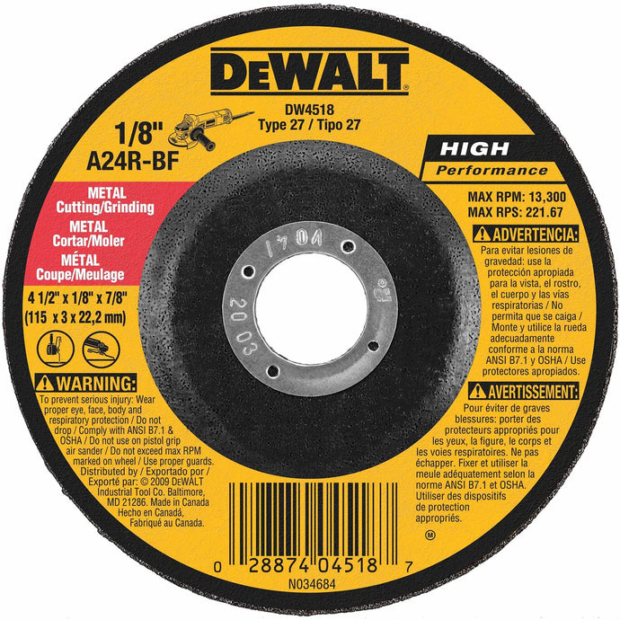 DeWalt DW4518 4-1/2 X 1/8 METAL GP (BLK)