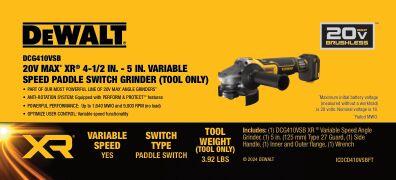 DEWALT DCG410VSB 20V XR 4.5-5