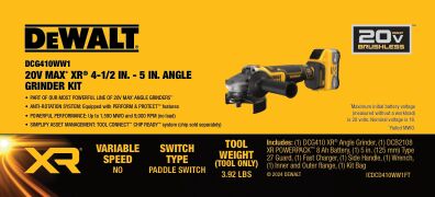 DEWALT DCG410WW1 20V MAX XR 4.5-5