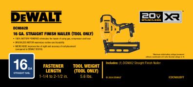 DEWALT DCN662B 20V MAX 16G STRAIGHT FINISH NAILER BARE
